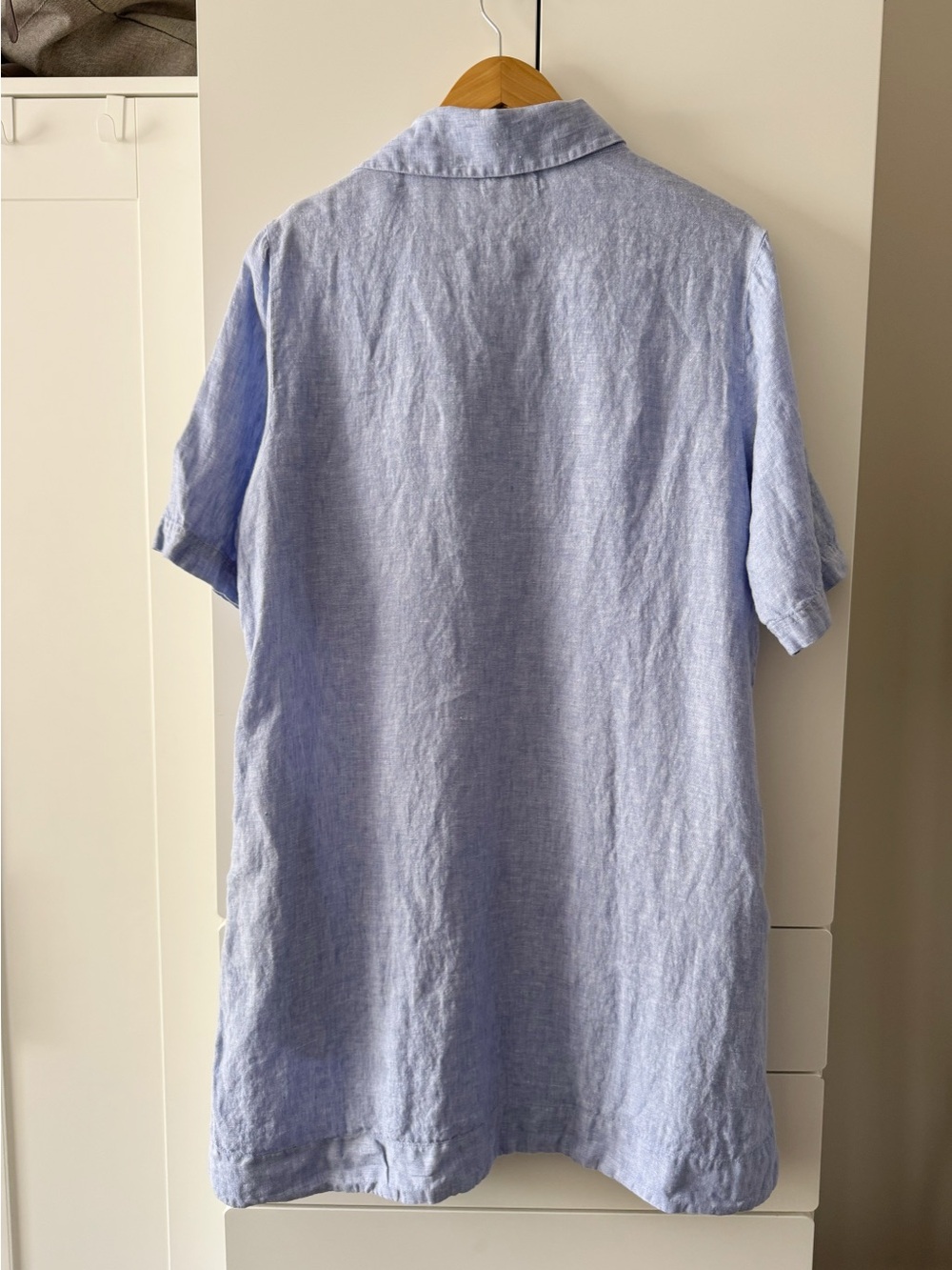 Quince European Linen Popover Mini Dress – French Blue - Picture 3 of 10
